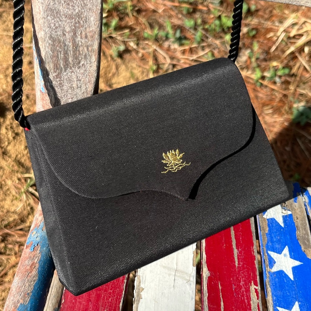 Vintage Chopard Casmir Star of India Small Handbag Black Satin Purse